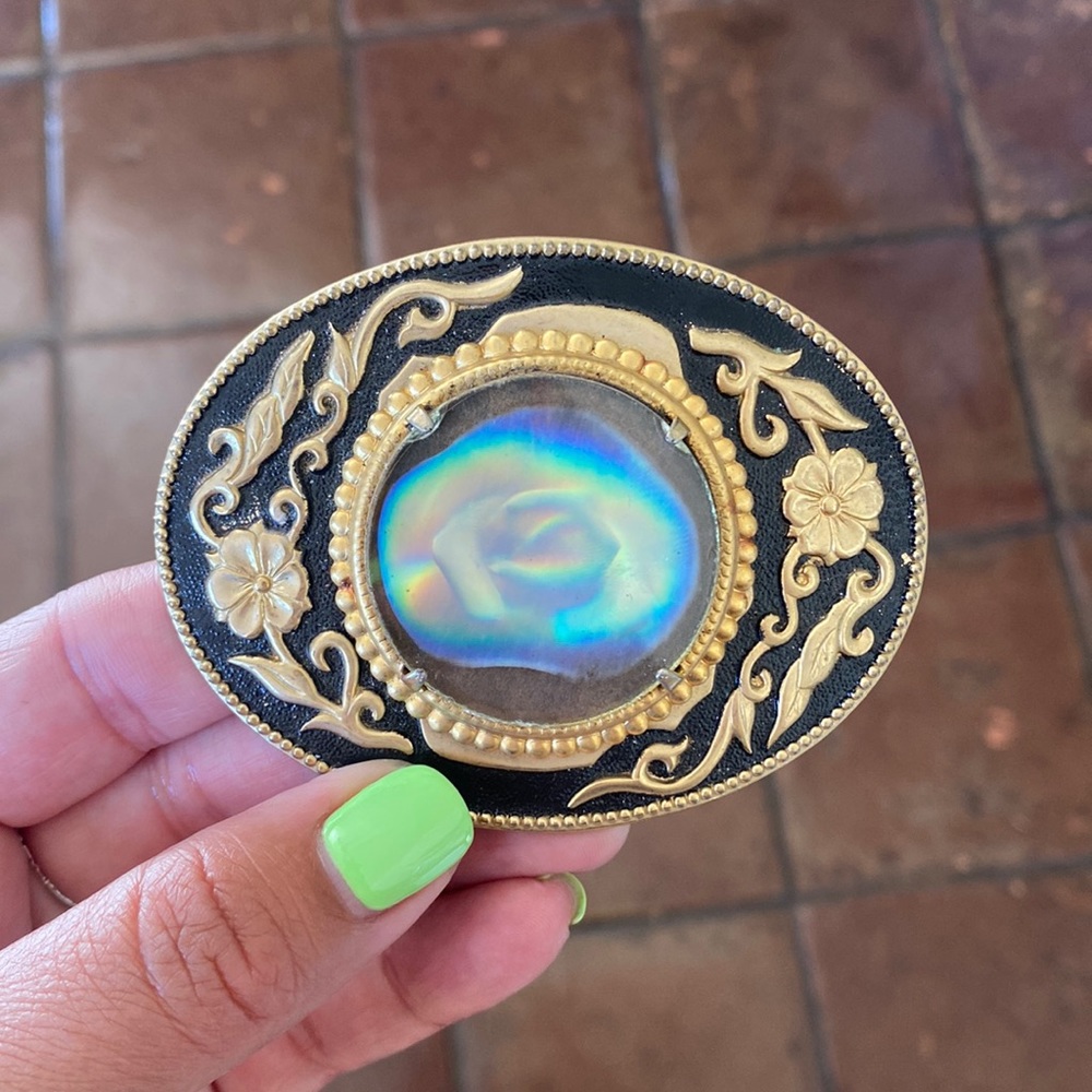 Vintage Rose & Flowers Belt Metal Buckle
